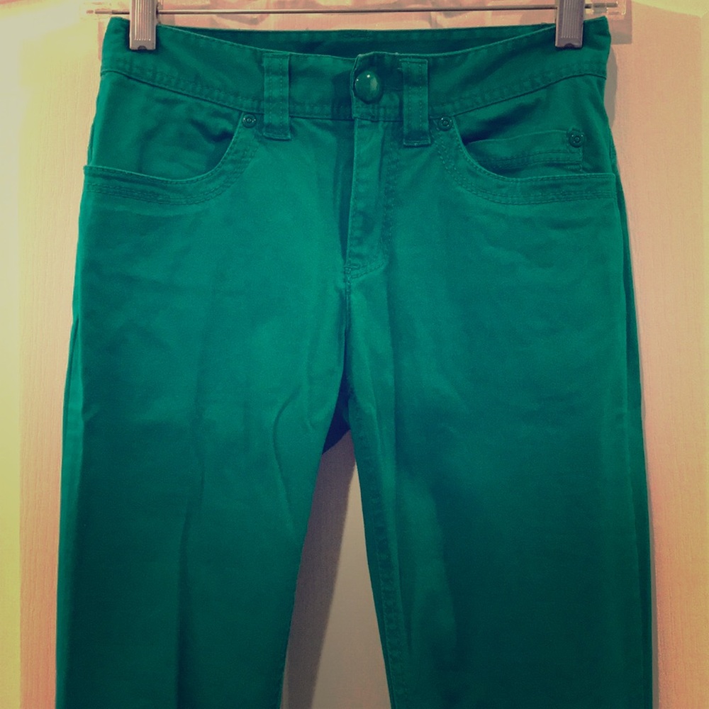 👖H&M green 5-pocket cotton skinny jeans pants